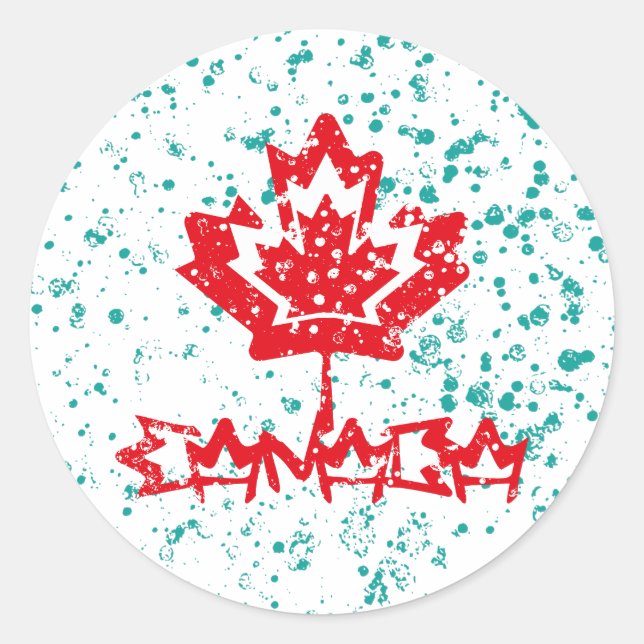 Pegatina Redonda CANADA double RAIN EARTH MAPLE BY MASANSER PIXELAT (Anverso)