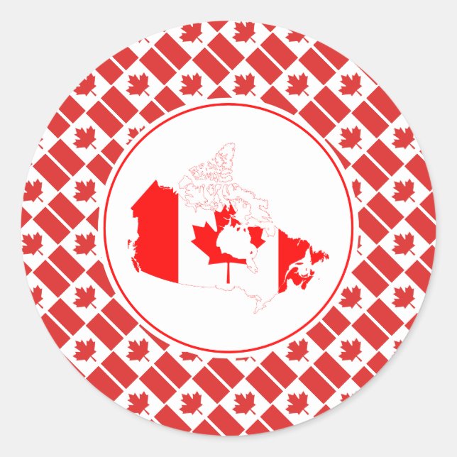 Pegatina Redonda CANADÁ FLAG Mapa canadiense estilo Patriótico (Anverso)