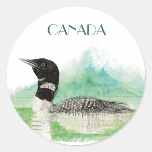 Pegatina Redonda Canada Keepsake Loon