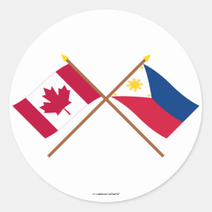 Pegatina Redonda Canadá y banderas cruzadas Filipinas