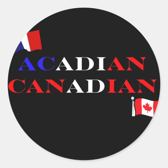 Pegatina Redonda Canadiense Acadiense (Anverso)