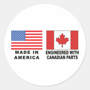 Pegatina Redonda Canadiense americano