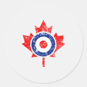 Pegatina Redonda Canadiense Maple Leaf Roundel Grunge Mod CANADA