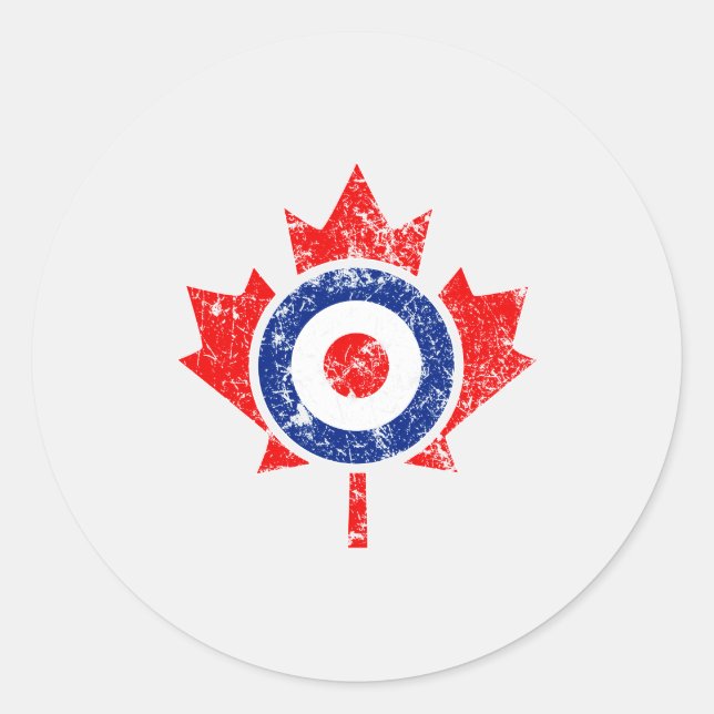 Pegatina Redonda Canadiense Maple Leaf Roundel Grunge Mod CANADA (Anverso)