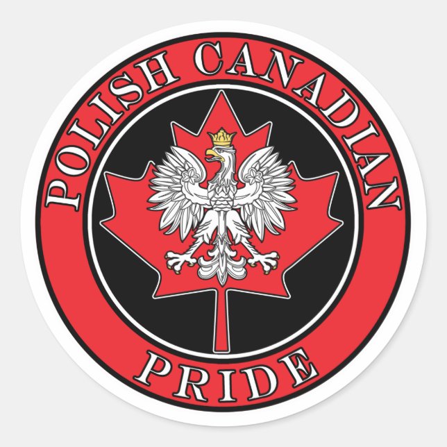 Pegatina Redonda Canadiense polaco (Anverso)