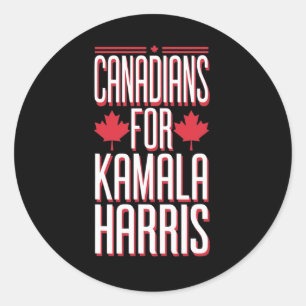 Pegatina Redonda Canadienses por Kamala Harris Pro America Eleccion