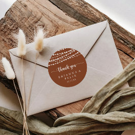 Pegatina Redonda Canales iluminan Terracotta Gracias Favor De Boda