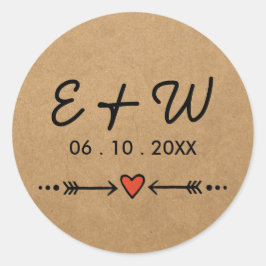 Pegatina Redonda Canallas y Arreglos Iniciales Rústicas Bodas