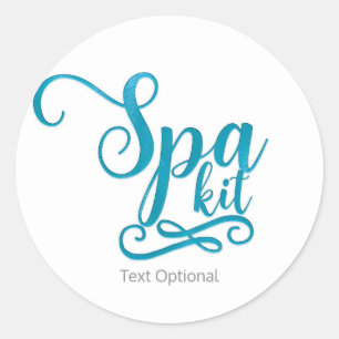 Pegatina Redonda Canasta de regalo personalizada SPA KIT Turquesa