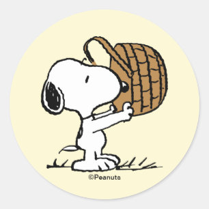Pegatina Redonda Canasta de Snoopy Easter Beagle