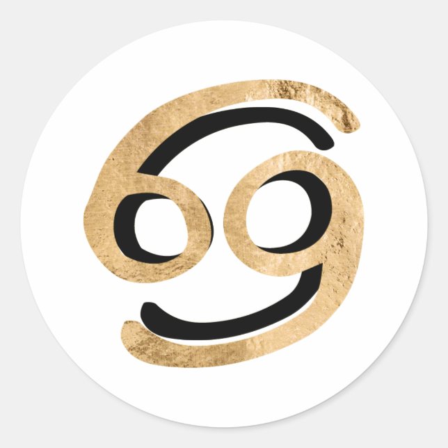 Pegatina Redonda Cáncer astrología zodiac símbolo oro negro (Anverso)