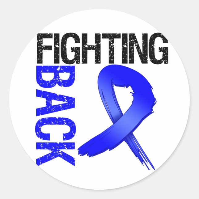 Pegatina Redonda Cáncer de colon luchando contra el cáncer (Anverso)