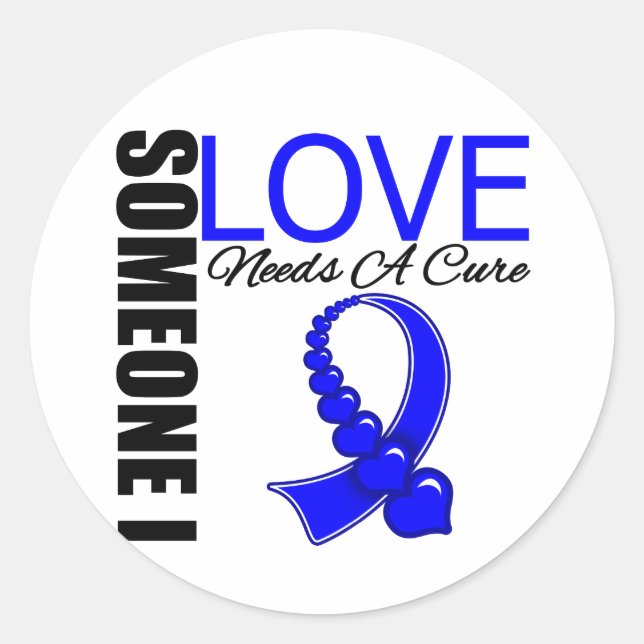 Pegatina Redonda Cáncer de colon que alguien que amo necesita una c (Anverso)