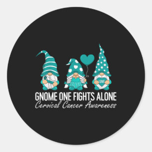 Pegatina Redonda Cáncer de cuello uterino Gnome One Fiesta solo