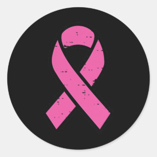 Pegatina Redonda Cáncer de mama Cinta rosa Sensibilización sobre el