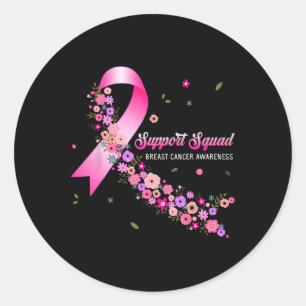 Pegatina Redonda Cáncer de Mama Guerrero Apoyo Escuadrón Cáncer de