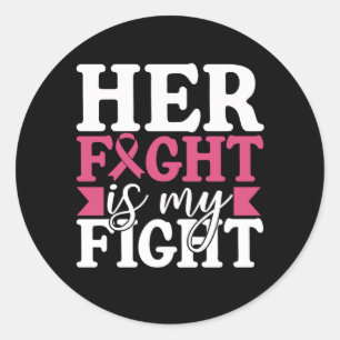 Pegatina Redonda Cáncer de Mama Su Lucha Es Mi Lucha Familia Mujere