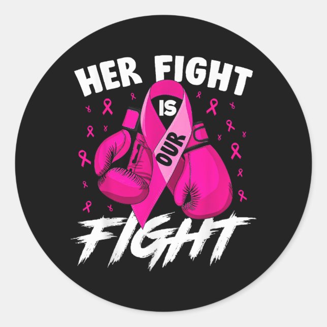 Pegatina Redonda Cáncer de Mama Su Lucha Es Nuestra Lucha Contra El (Anverso)