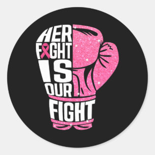 Pegatina Redonda Cáncer de Mama Su Lucha Es Nuestros Guantes De Box