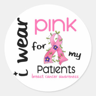 Pegatina Redonda Cáncer de mama UTILIZO ROSA PARA MIS PACIENTES 43
