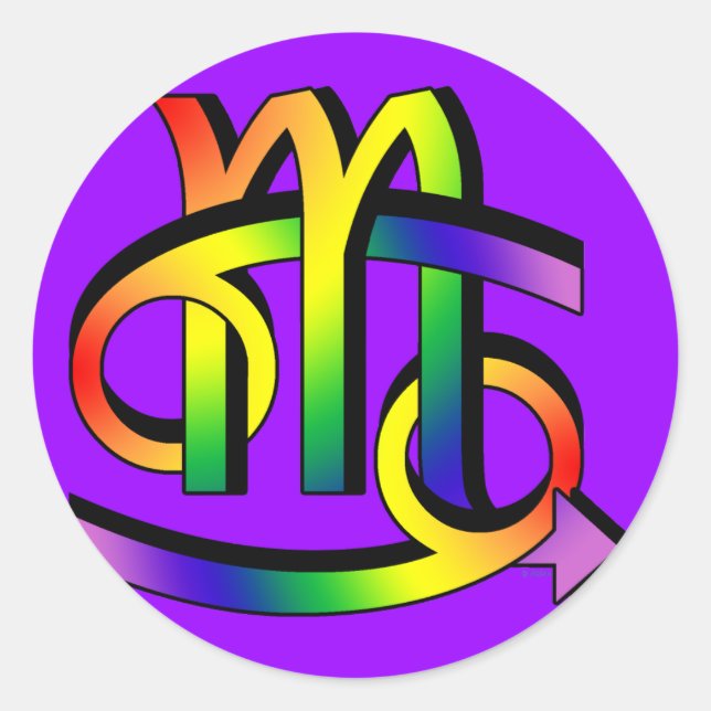 Pegatina Redonda Cáncer GLBT y Escorpio (Anverso)