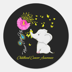 Pegatina Redonda Cáncer infantil elefante - Cinta de cáncer infanti