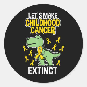 Pegatina Redonda Cáncer infantil Extinct Dinosaur Dino Pediatricia
