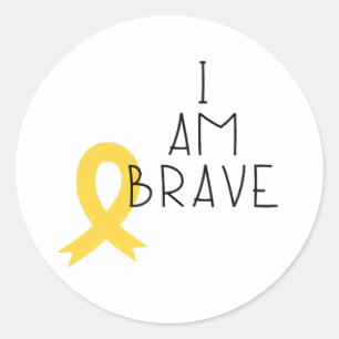 Pegatina Redonda cáncer infantil. Soy valiente. Pegatinas y etiquet