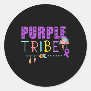 Pegatina Redonda Cáncer pancreático Tribu púrpura Sensibilización d