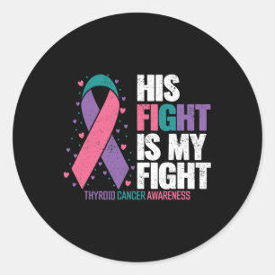 Pegatina Redonda Cáncer Su Lucha Contra El Cáncer De Tiroides