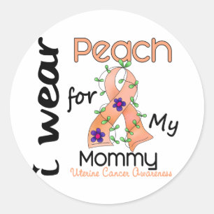 Pegatina Redonda Cáncer uterino llevo el melocotón para mi mamá 