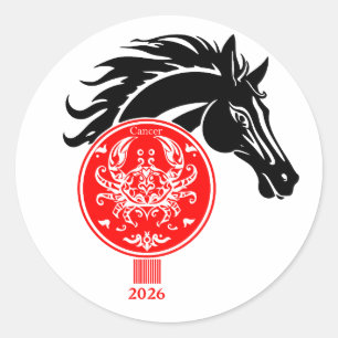 Pegatina Redonda Cáncer x año del caballo 2026