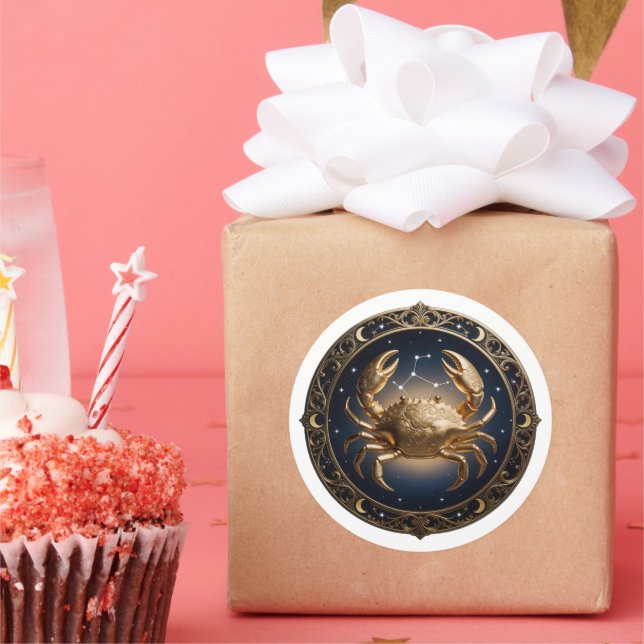 Pegatina Redonda Cancer Zodiac Crab (Fiesta)