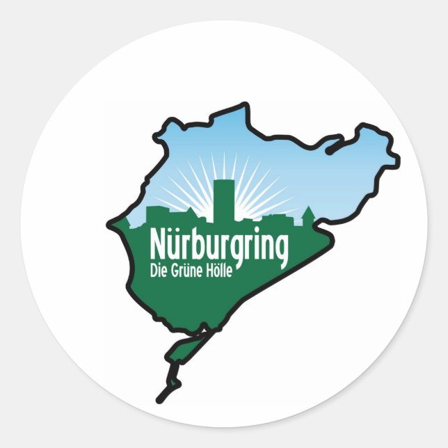 Pegatina Redonda Cancha de Nurburgring Nordschleife, Alemania (Anverso)