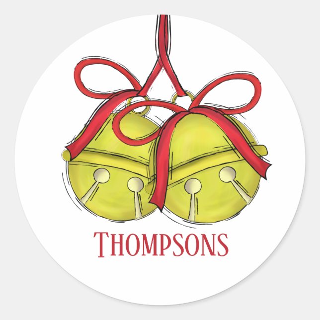 Pegatina Redonda Canción Cute Todo El Tiempo Bell Whimsical Navidad (Anverso)