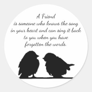Pegatina Redonda Canción de la cita de tu amigo en tu corazón y páj