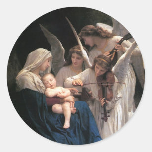 Pegatina Redonda Canción de los ángeles (1881) de Bouguereau
