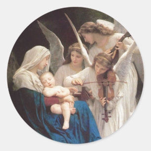 Pegatina Redonda Canción de los Ángeles (1881) por Bouguereau