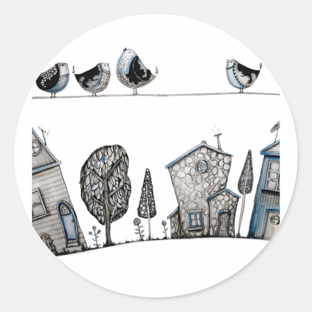 Pegatina Redonda Canción de pájaro (Anverso)