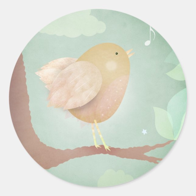 Pegatina Redonda Canción de pájaro - pegatinas (Anverso)