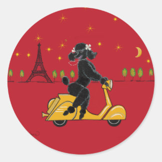 Pegatina Redonda Canción negra en París en Scooter