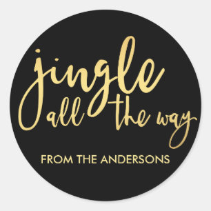 Pegatina Redonda Canción negra y dorada todo el camino con nombre