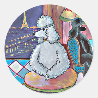 Pegatina Redonda Canciones de arte impresionista en Paris Cafe Pega