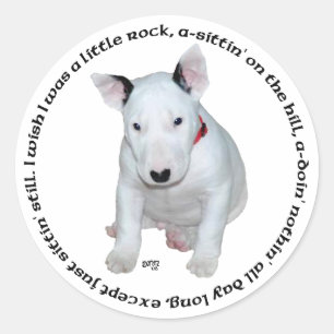 Pegatina Redonda Canciones de cachorros de Bull Terrier