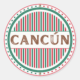Pegatina Redonda Cancun City Pride Emblem – Mexican Identity