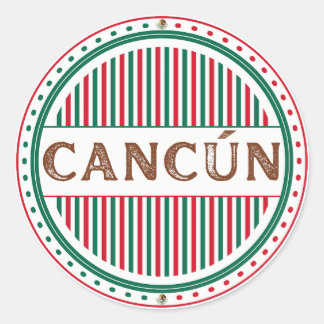 Pegatina Redonda Cancun City Pride Emblem – Mexican Identity