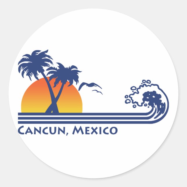 Pegatina Redonda Cancún México (Anverso)
