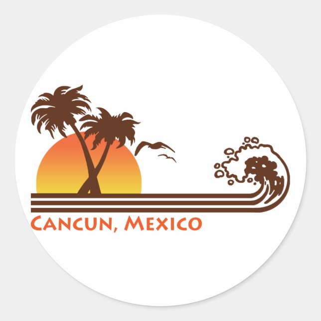 Pegatina Redonda Cancún México (Anverso)