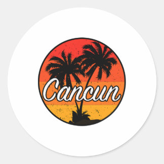 Pegatina Redonda Cancun México Souvenir Regalo Cruise Sunset Summer