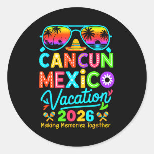 Pegatina Redonda Cancun mexico vacaciones playa 2026 viaje coincide